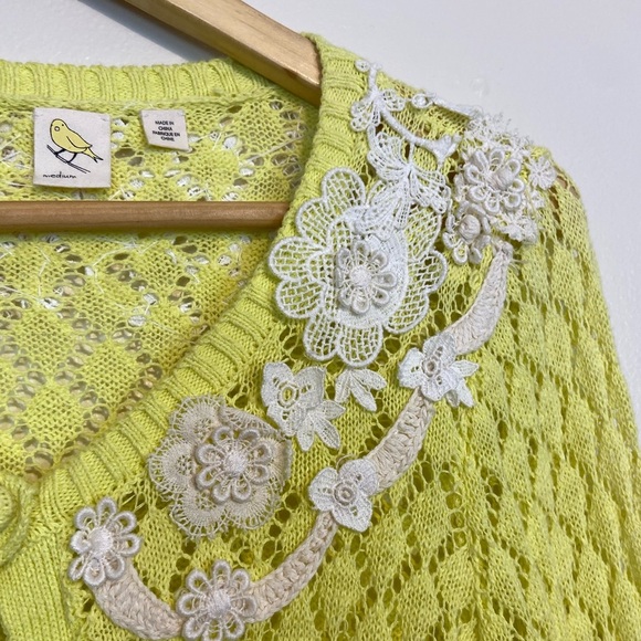 Vintage Anthropologie X Yellow Bird Sparrow Valance Cardigan Lace Collar Knit - Picture 4 of 8